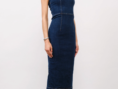 Mariana Strapless Denim Midi Dress-Blue Wash Sale