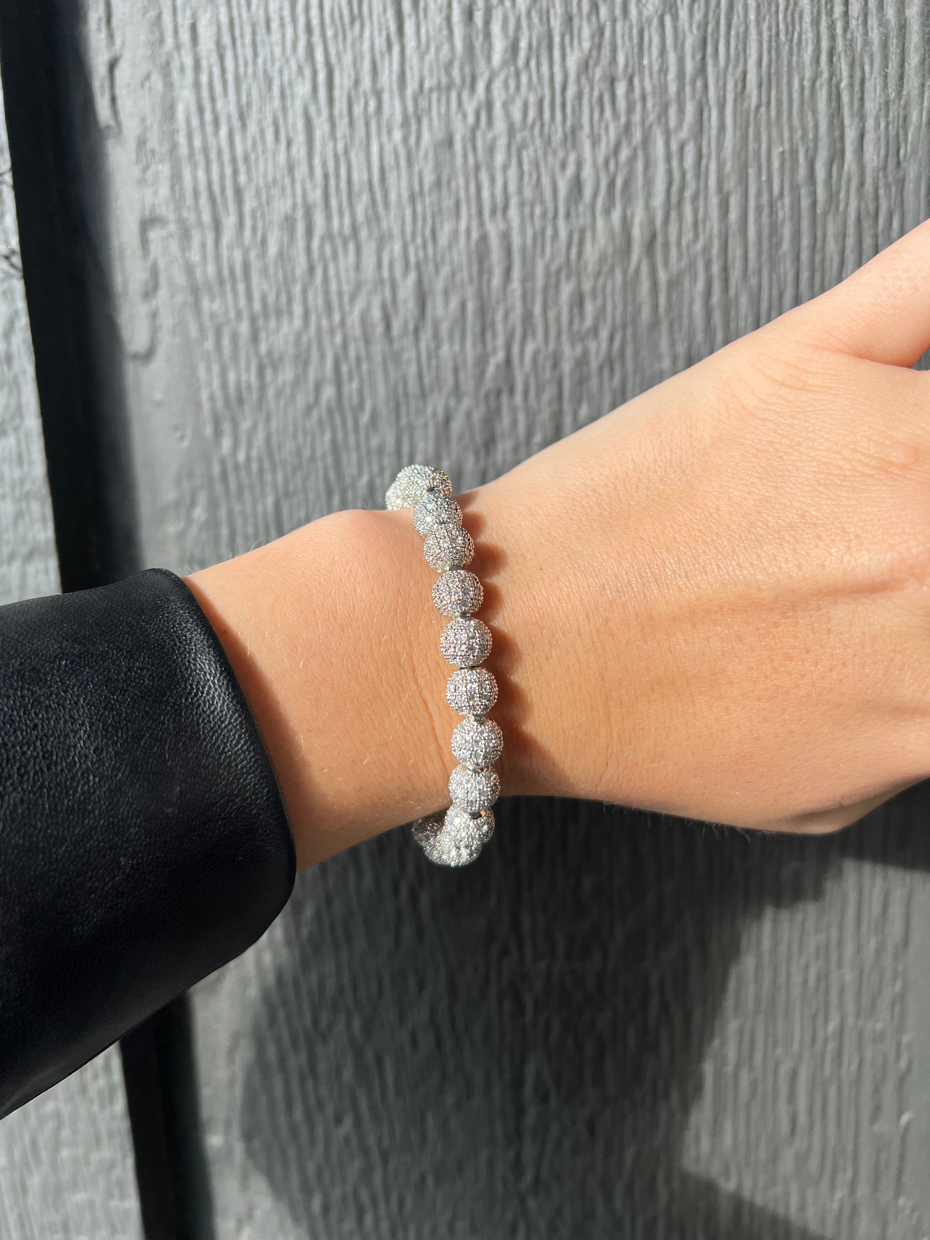 Silver Shiny Bead Bracelet For Cheap