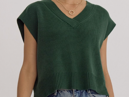 Falling For You Sweater Vest-Forest Cheap