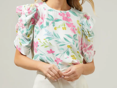 Jacinda Ruched Sleeve Blouse Online Hot Sale