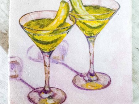 Pair of Pickletini s Stone Coaster Discount