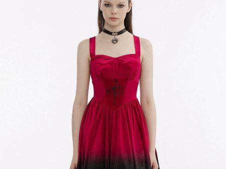 The Knight Gradient Dress - Red Black by Punk Rave For Cheap