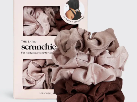 Satin Sleep Scrunchies 5pc - Cameo on Sale