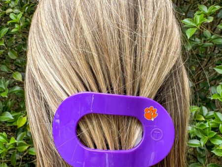 Teleties Medium Round Flat Hairclip - Clemson University Hot on Sale