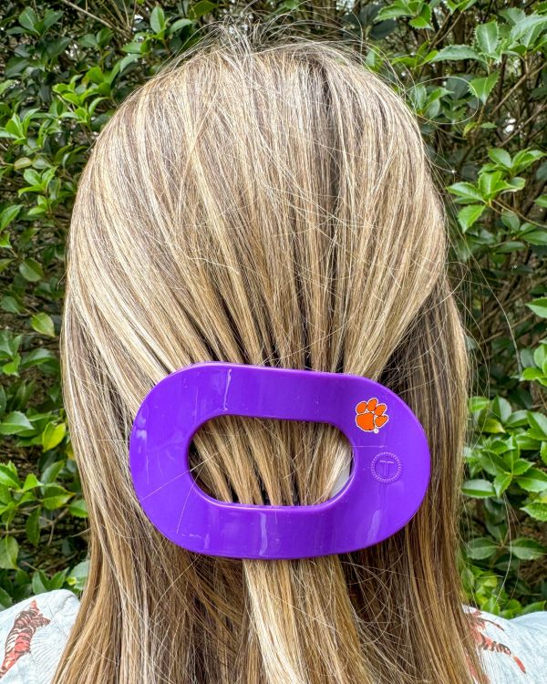 Teleties Medium Round Flat Hairclip - Clemson University Hot on Sale