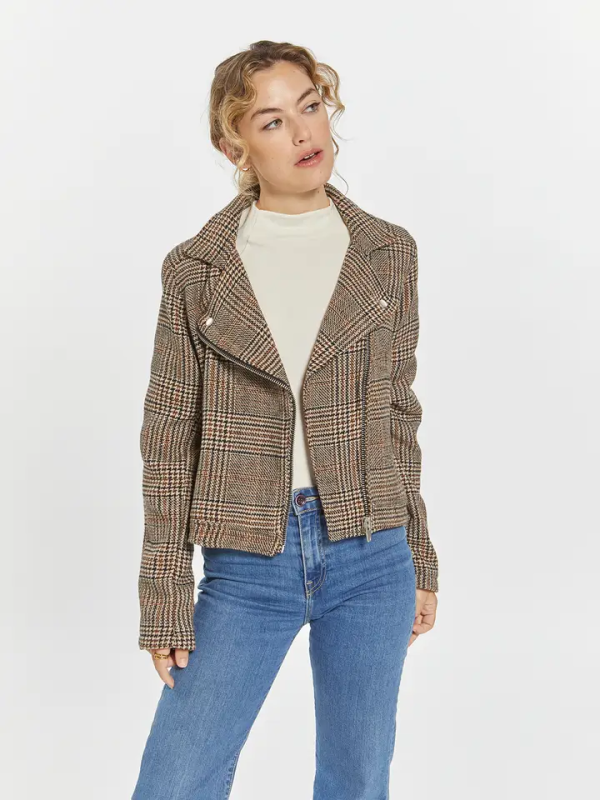 Varden Plaid Moto Jacket For Sale