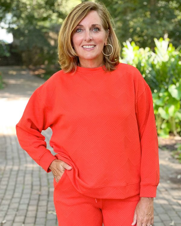 Textured Sweatshirt - Orange Sale