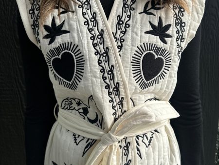 White embroidered vest Discount