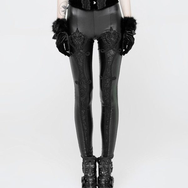 Cathedral Arch Faux Leather Leggings - Black by Punk Rave Online now