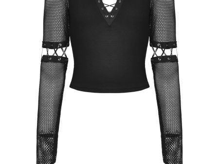 Dead Of The Night Fishnet Sleeve Top by Dark In Love Discount