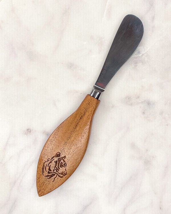 Tiger Engraved Wooden Cheese Spreader Online