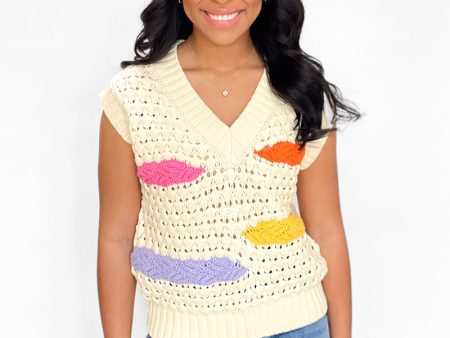 Dear John Gabra Pointelle Sweater Vest - Sprinkled Vanilla Fashion