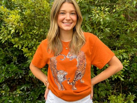 Tiger Love Graphic Tee - Orange Discount