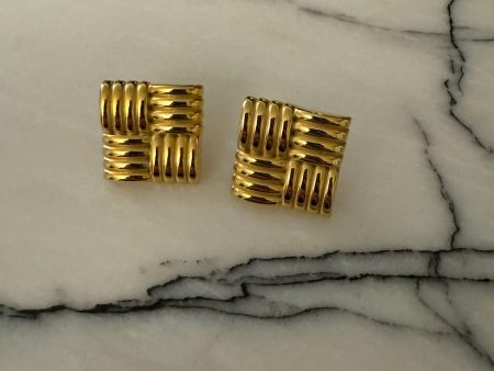 Large Square Gold Earrings Hot on Sale