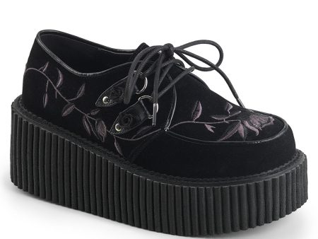 CREEPER-219 Flower Embroidery Creeper Shoes by Demonia For Discount