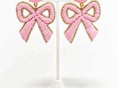 Bow Raffia Earrings - Light Pink Supply