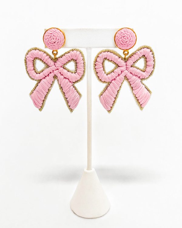 Bow Raffia Earrings - Light Pink Supply