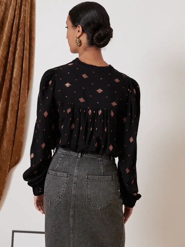 Embroidered Feather Blouse Cheap