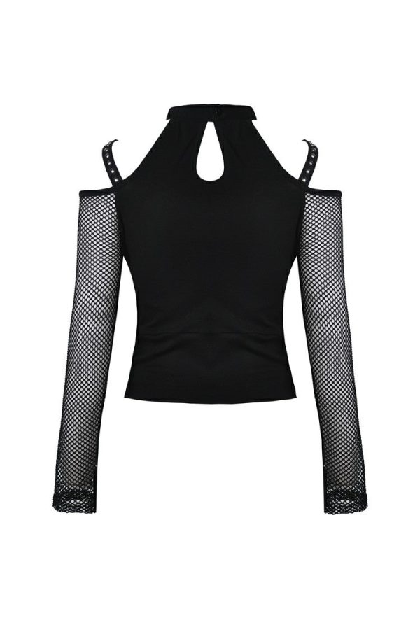 Abyss Lace Up Fishnet Top by Dark In Love on Sale