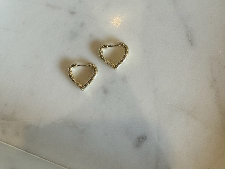 Mini Textured Heart Hoops Hot on Sale