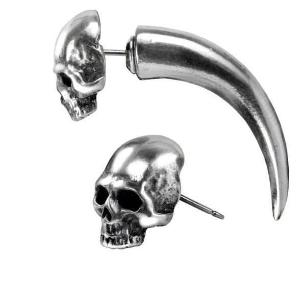 Tomb Skull Horn Earring by Alchemy Gothic Online