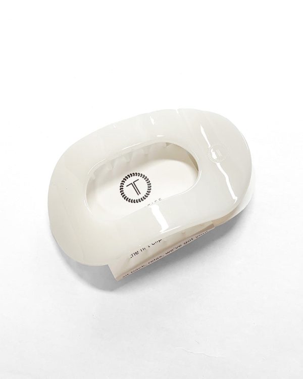 Teleties Large Flat Round Clip - Coconut White For Sale