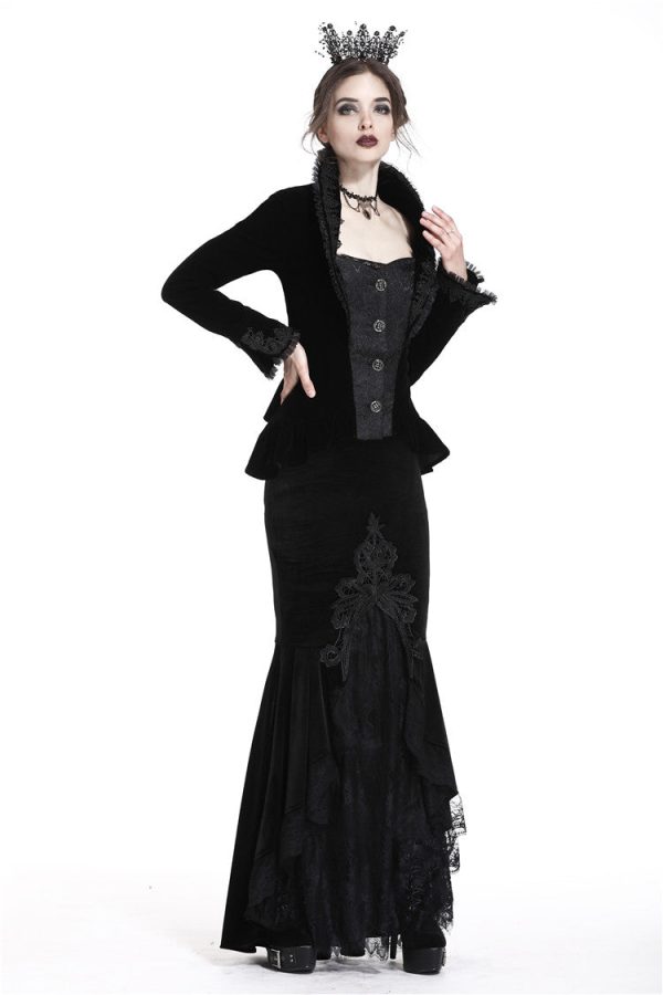 Amelia Gothic Velvet Lace Skirt by Dark In Love Online Sale