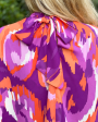 Clemson Spirit High Tie Neck Bubble Hem Top on Sale