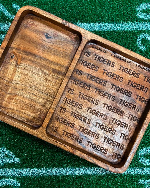 Tigers Etched Wood Valet Tray - Natural Fashion