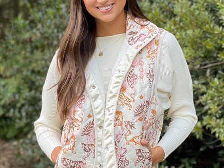 Tiger Print Quilted Vest Fashion