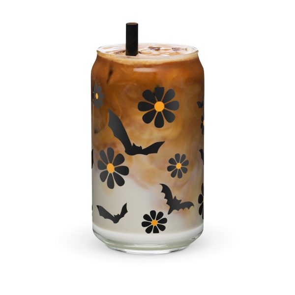 Bats & Flowers Glass Can Cup by The Dark Side of Fashion For Discount