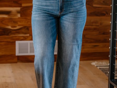 Ella High Rise Straight Wide Leg Jean | Medium Sale