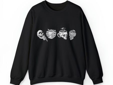 Skull Coffee Lovers Crewneck Sweatshirt Top by The Dark Side of Fashion Discount