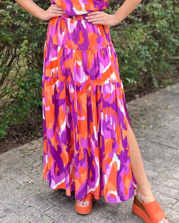 Clemson Spirit Tiered Maxi Skirt Online