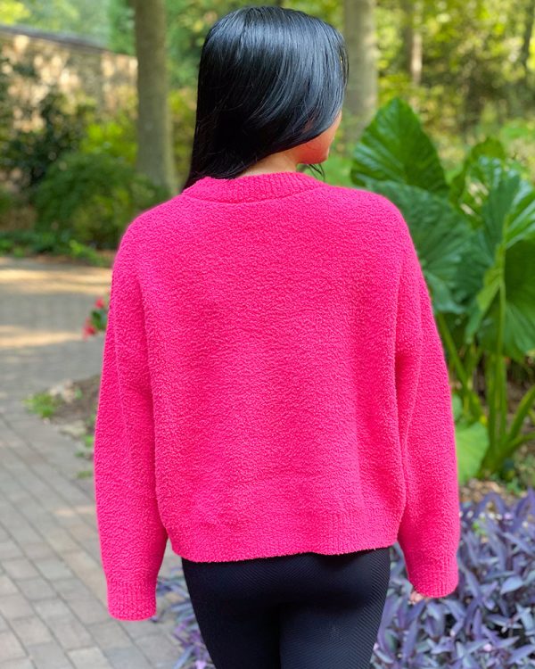 Cozy Tiger Sequin Sweater - Hot Pink For Discount