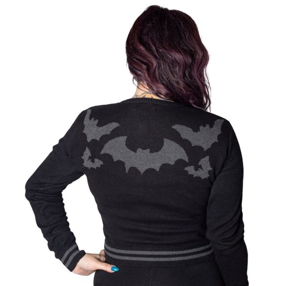 Bat Flock Grey Cardigan by Kreepsville 666 Discount