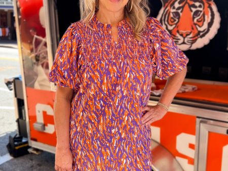 Amelia Tiger Tail Dress - Purple and Orange Cheap