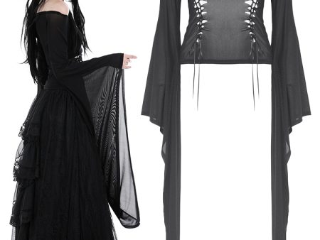 Cries From The Crypt Gothic Mesh Bell Sleeve Top by Dark In Love Hot on Sale