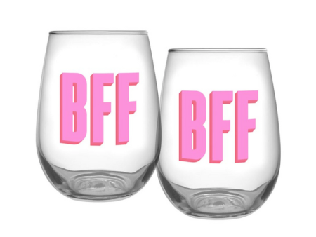 BFF Stemless Wine Glass-Set of 2 on Sale