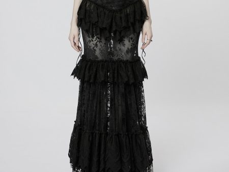 Andromeda Ruffled Black Lace Skirt by Punk Rave Hot on Sale