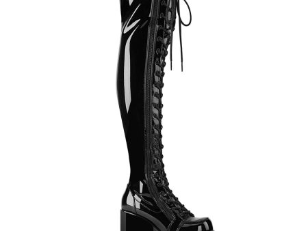 CAMEL-300 Thigh High Black Patent Boots by Demonia For Sale