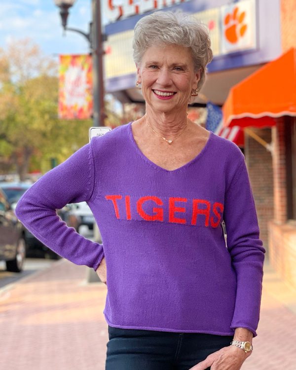 Best Game Sweater - Tigers Block Letters - Purple Hot on Sale