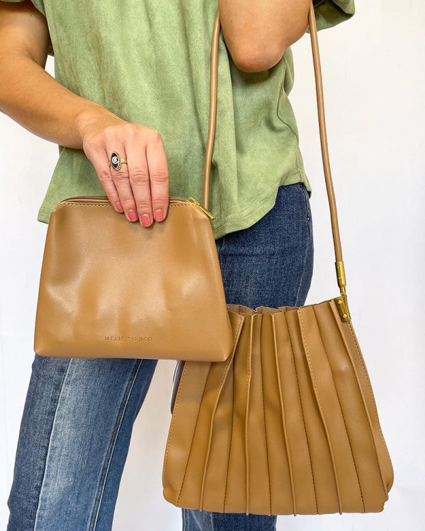 Carrie Pleated Shoulder Bag - Tan Online Sale