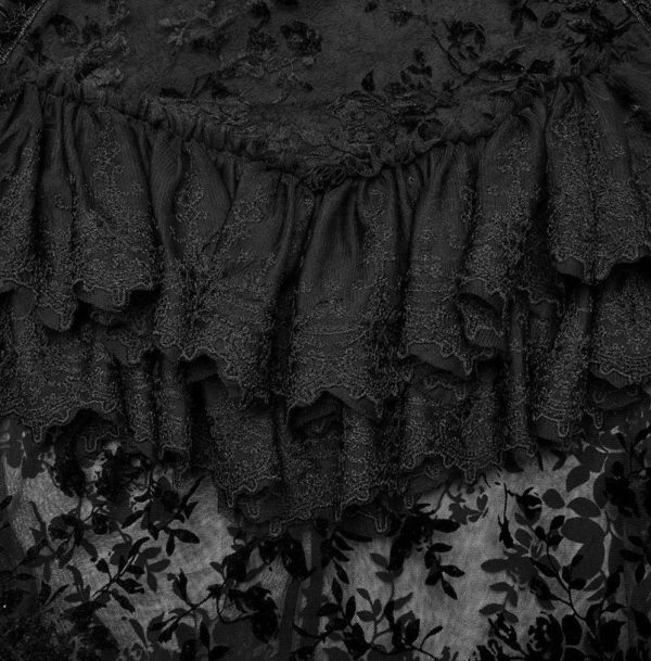 Andromeda Ruffled Black Lace Skirt by Punk Rave Hot on Sale