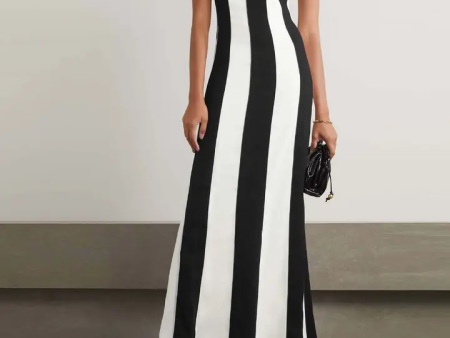 Elegant Striped Bandage Dress - Hepburn Style For Cheap