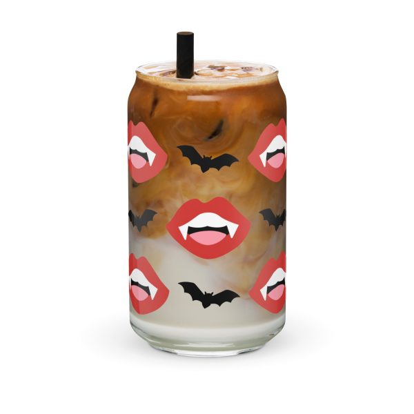 Vampire Fangs & Bats Glass Can Cup by The Dark Side of Fashion Hot on Sale