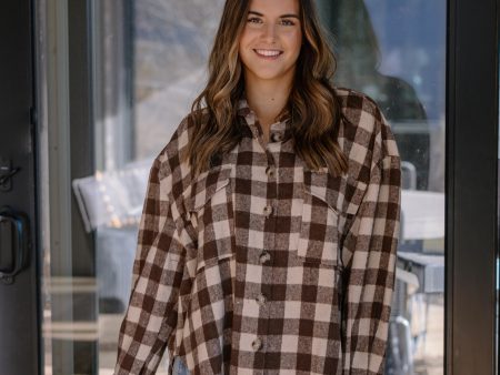 Ryder Plaid Shacket | Brown For Sale