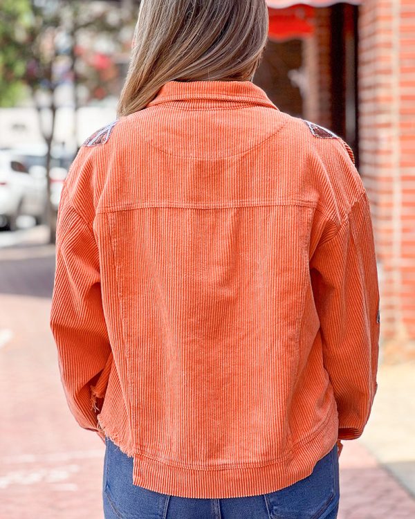 Trendy Tailgate Corduroy Jacket - Orange Fashion