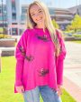 Tiger Poncho Sweater - Hot Pink For Discount