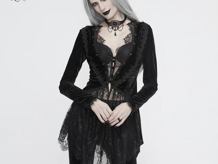 A Slice Of Heaven Velvet Lace Trim Dress Top by Eva Lady Online Hot Sale